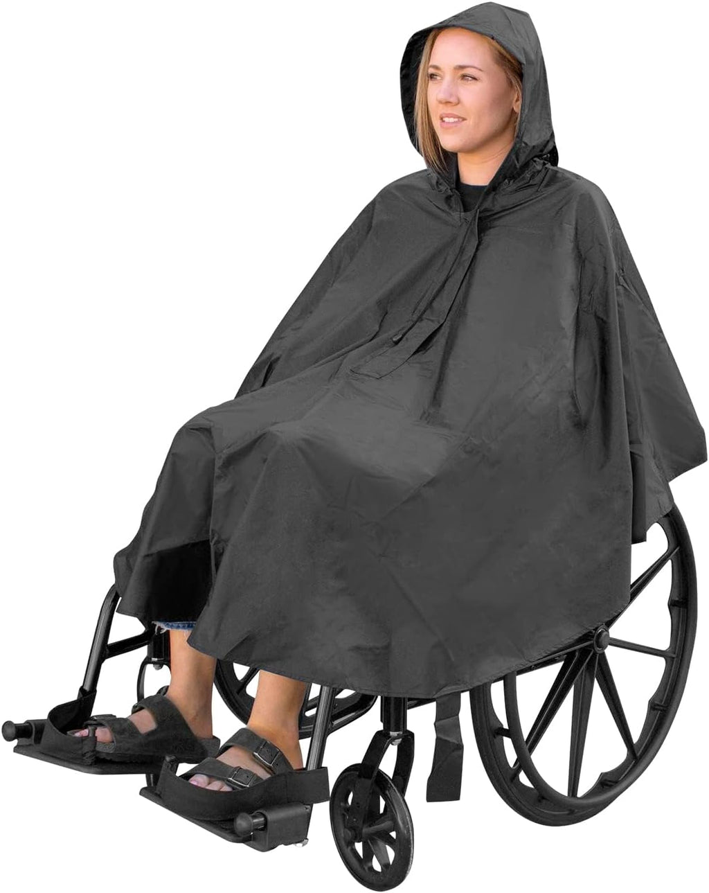 Vive Wheelchair Poncho - Lightweight, Breathable & Waterproof Raincoat for Adults - Wheel Chair Cover for Full Body Coverage - Universal Fit - Reusable & Packable Cape with Hood for Men, Women