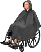 Vive Wheelchair Poncho - Lightweight, Breathable & Waterproof Raincoat for Adults - Wheel Chair Cover for Full Body Coverage - Universal Fit - Reusable & Packable Cape with Hood for Men, Women