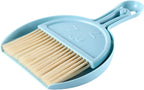 Tyenaza Mini Brush Dustpan Set, Mini Broom Dustpan Set Smile Face Plastic Handheld Efficient Cleaning Portable Tiny Brush Dustpan for Tabletop Office(Blue)