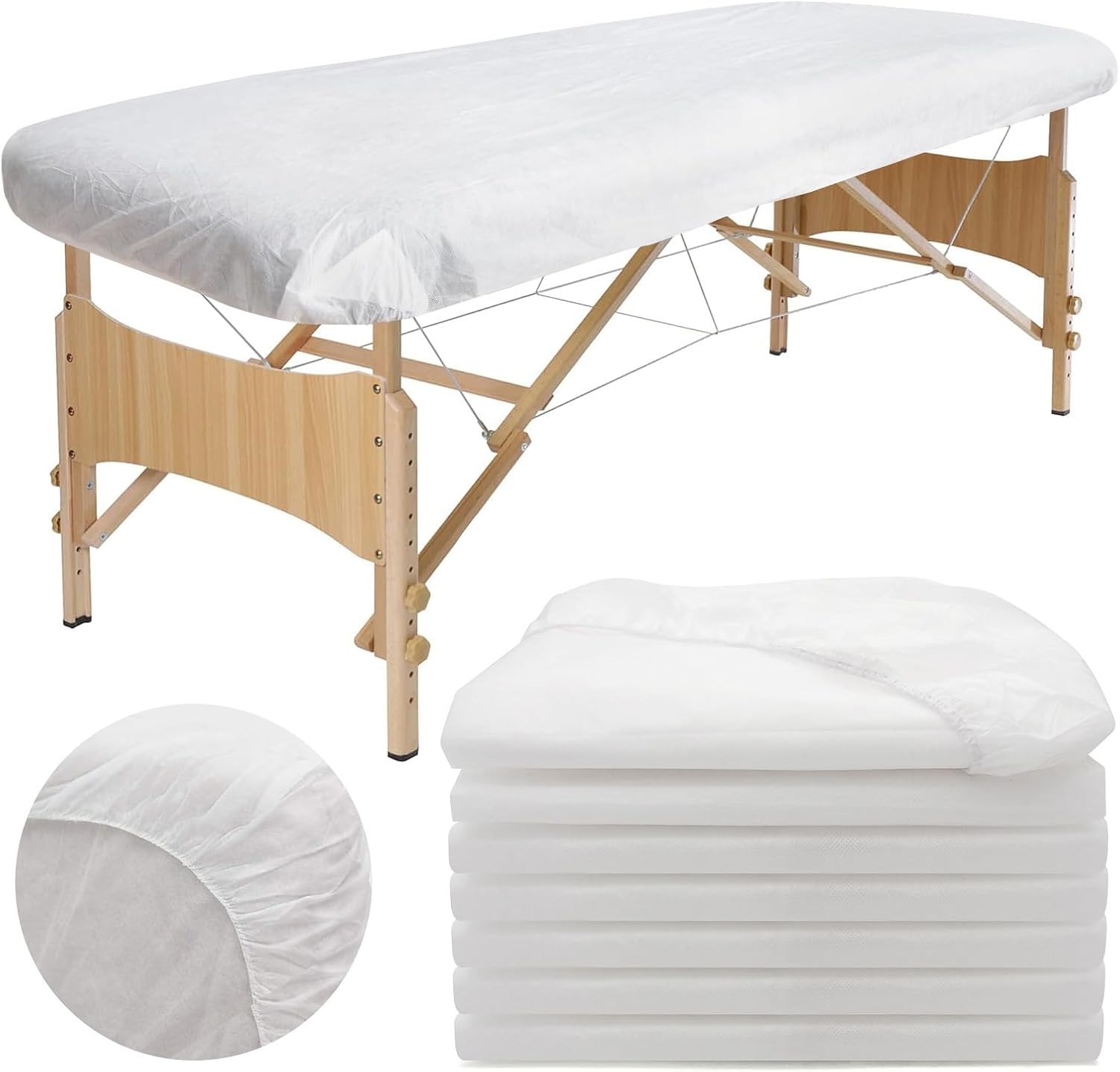 50PC Disposable Fitted Massage Table Sheets, Elastic Massage Sheets, Breathable Spa Bed Cover,36 x 85 Inch