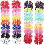 CÉLLOT 40Pcs 3 Inch Boutique Grosgrain Ribbon Pinwheel Hair Bows Alligator Clips For Girls Toddlers Hair Accessories Teens Gifts In Pairs (Polka Dot)