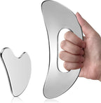 Gua Sha Facial Tool Set – Large Stainless Steel Guasha Tool for Lymphatic Drainage, Cellulite Massage, Puffiness Reducing, Muscle Recovery & Body Sculpting, Skin-Care Gift