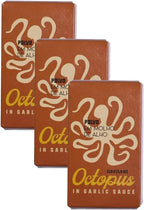 Spanish Octopus Canned in Garlic Sauce | Wild Caught, B Vitamins, Omega-3 | Tinned Seafood by Ati Manel | 3 x 110g Can