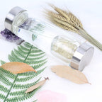 Natural Crystal Water Bottle Quartz Gemstone Infused Water Bottle Healing Elixir Point Reiki Gravel Stone Cup with Removable Gemstones And Protective Sleeve