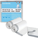 10 Gallon Trash Bags Drawstring, 1 Mil Thick White Garbage Bag for Office Kitchen, 75 Count