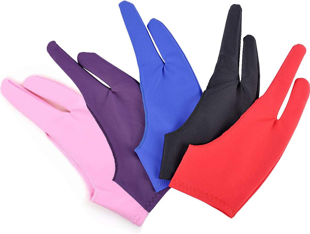 5 Pieces Artist Glove for Drawing Tablet, Two-Finger Tablet Drawing Gloves, Digital Artist Gloves for Graphics Pen Drawing Tablet Monitor Painting, Suitable for Right and Left Hand