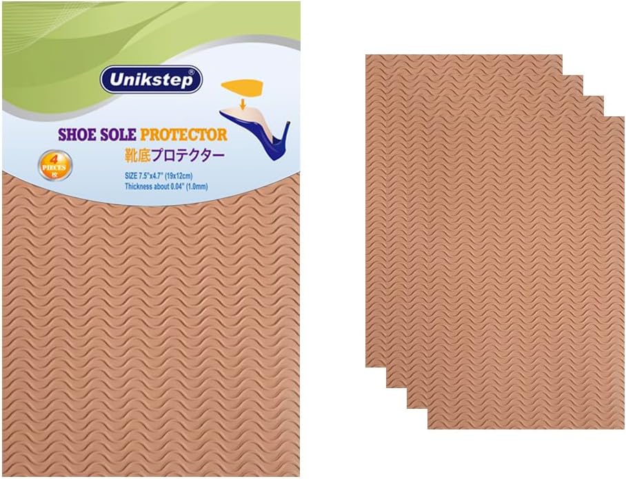 UNIKSTEP 2 Pairs (4 Pieces) Shoe Sole Protectors, Wave Pattern Shoe Bottom and Heel Non Slip Grips