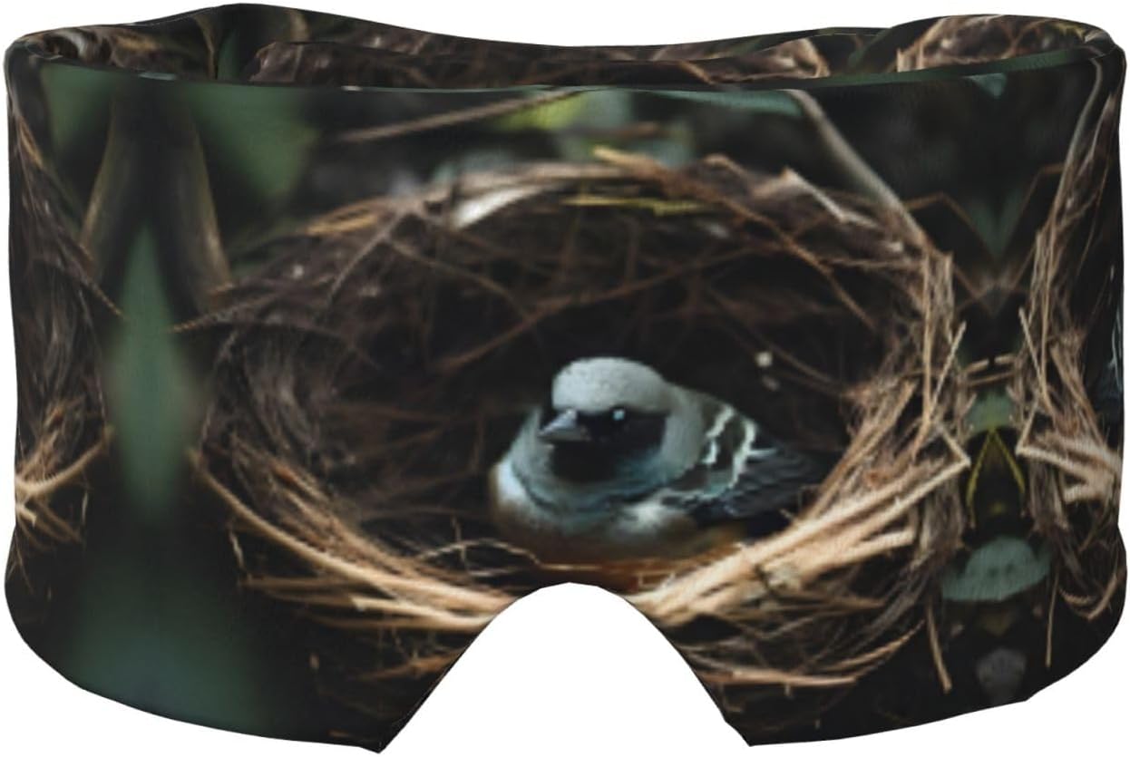 Little Bird nest Printed Sleep Eye and Ear Masks (26.8Ã—4.3 inches) Suitable for Travel, Yoga, Deep Rest Indoor and Outdoor