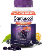 Sambucol Elderberry Gummies - Immune Support Supplement for Adults with Vitamin C & Zinc, Sambucus Elderberry with High Antioxidants, Gluten Free, Vegan - 60 Count