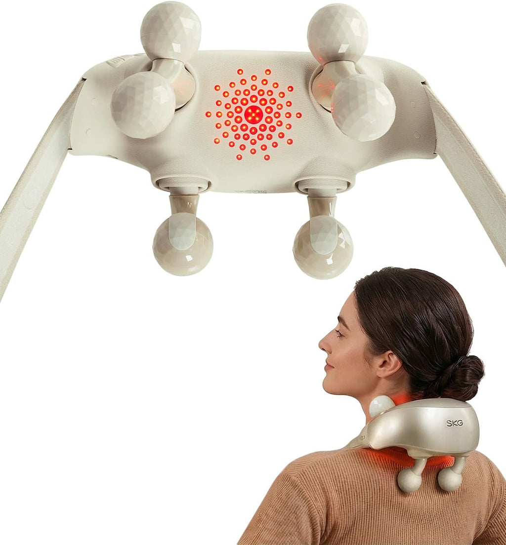 SKG H7 Ultra FSA Eligible Cordless Neck Massager for Pain Relief Deep Tissue, Shiatsu Shoulder Massager with Heat, Massage Tools for Trapezius, Lymphatic Drainage, Relaxation Therapy, HSA Items