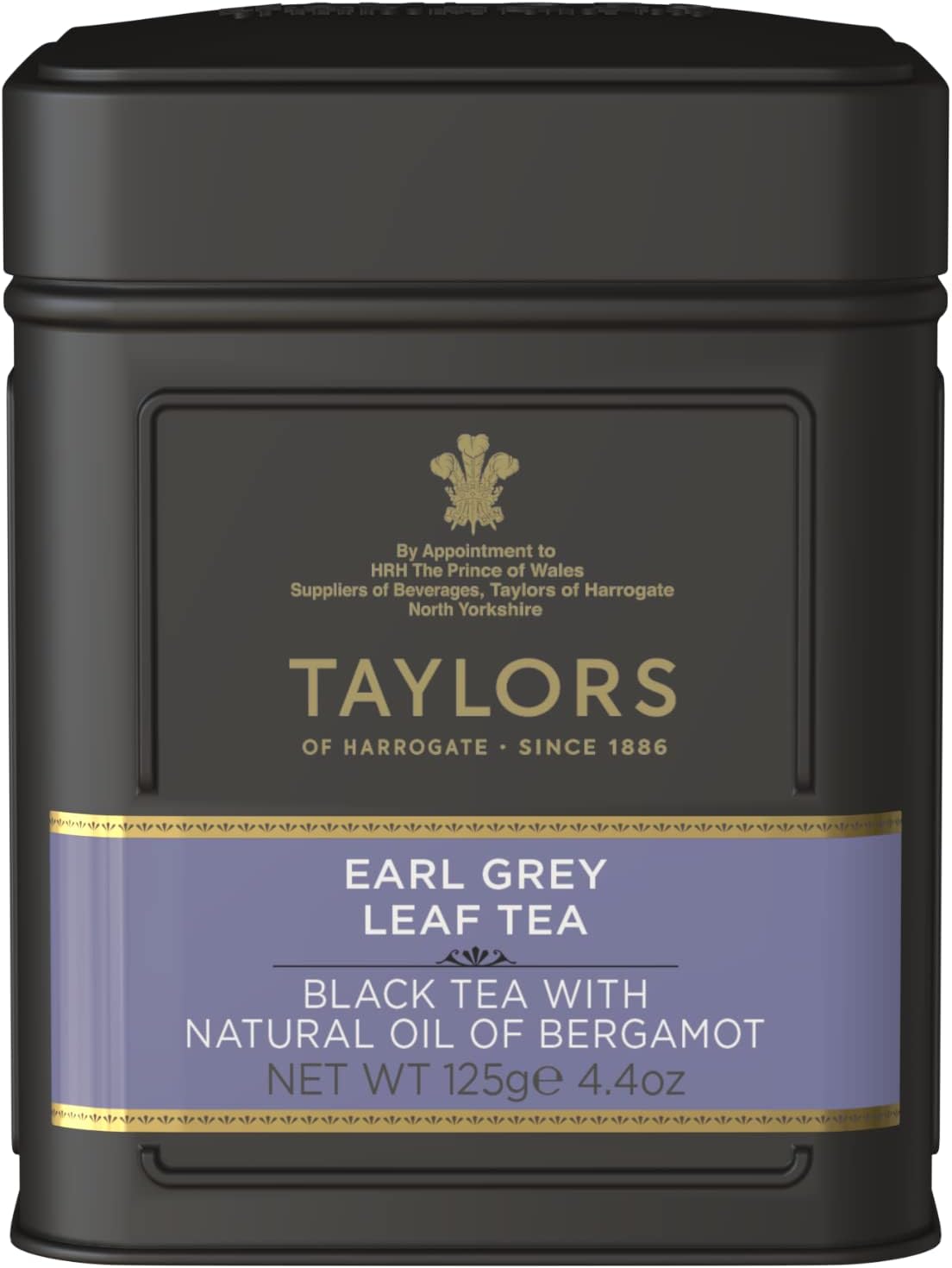 Taylors of Harrogate Earl Grey, Loose Leaf, 4.41 Ounce Tin Caddy (Pack of 1), Fragrant, Delicate & Light, Caffeinated, Premium Whole Leaf Tea