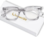 FONHCOO Reading Glasses for Women Men Blue Light Blocking Square Stylish Computer Readers with Spring Hinge Anti UV Glare