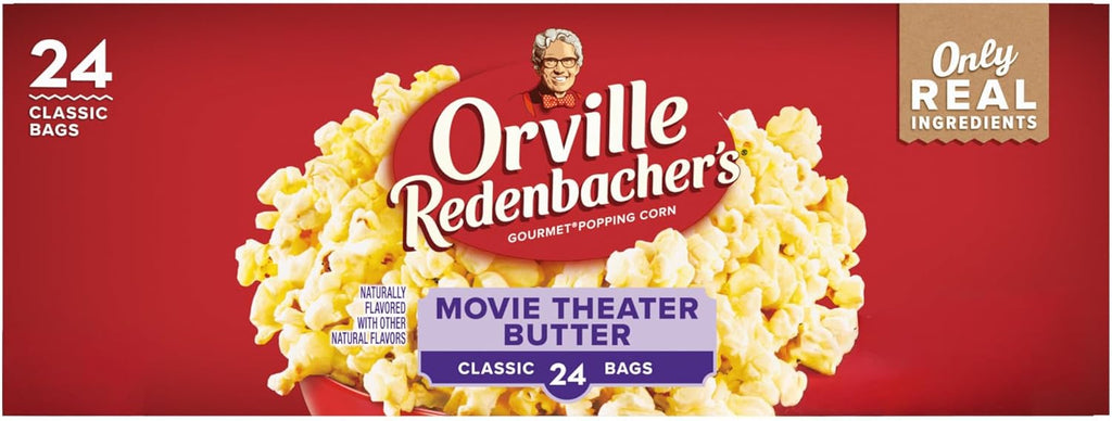 Orville Redenbacher’s Microwave Popcorn, Movie Theater Butter Flavor, 3g Fiber Per Serving, 3.29 oz., 24-Count