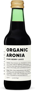 100% Organic Aronia Berry Juice 8.5 fl oz - Rich in Antioxidants - Straight from Farm - Undiluted - No Added Sugar or Preservatives - Non-GMO - Recyclable Glass Bottle