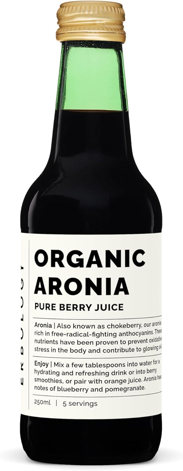 100% Organic Aronia Berry Juice 8.5 fl oz - Rich in Antioxidants - Straight from Farm - Undiluted - No Added Sugar or Preservatives - Non-GMO - Recyclable Glass Bottle
