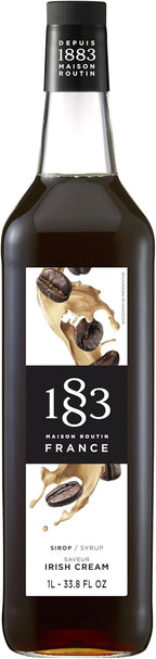 1883 Irish Cream Syrup for Drinks, 1 Liter Plastic Bottle