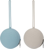 2 Pack Silicone Pacifier Holder Case, BPA-Free Silicone Newborn Pacifier Holder for Baby Boys & Girls, Travel Pacifier Storage Case for Diaper & Strollers (Ether/Light Grey)