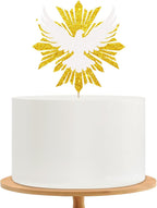 Holy Spirit Cake Topper, White Dove Cake Decor, Gold Glitter Baptism Cake Topper for Religious Baby Shower/Wedding Anniversary Party Decoration