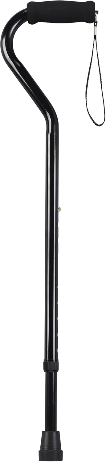 Drive Medical RTL10306 Walking Stick with Foam Grip Offset Handle, Black