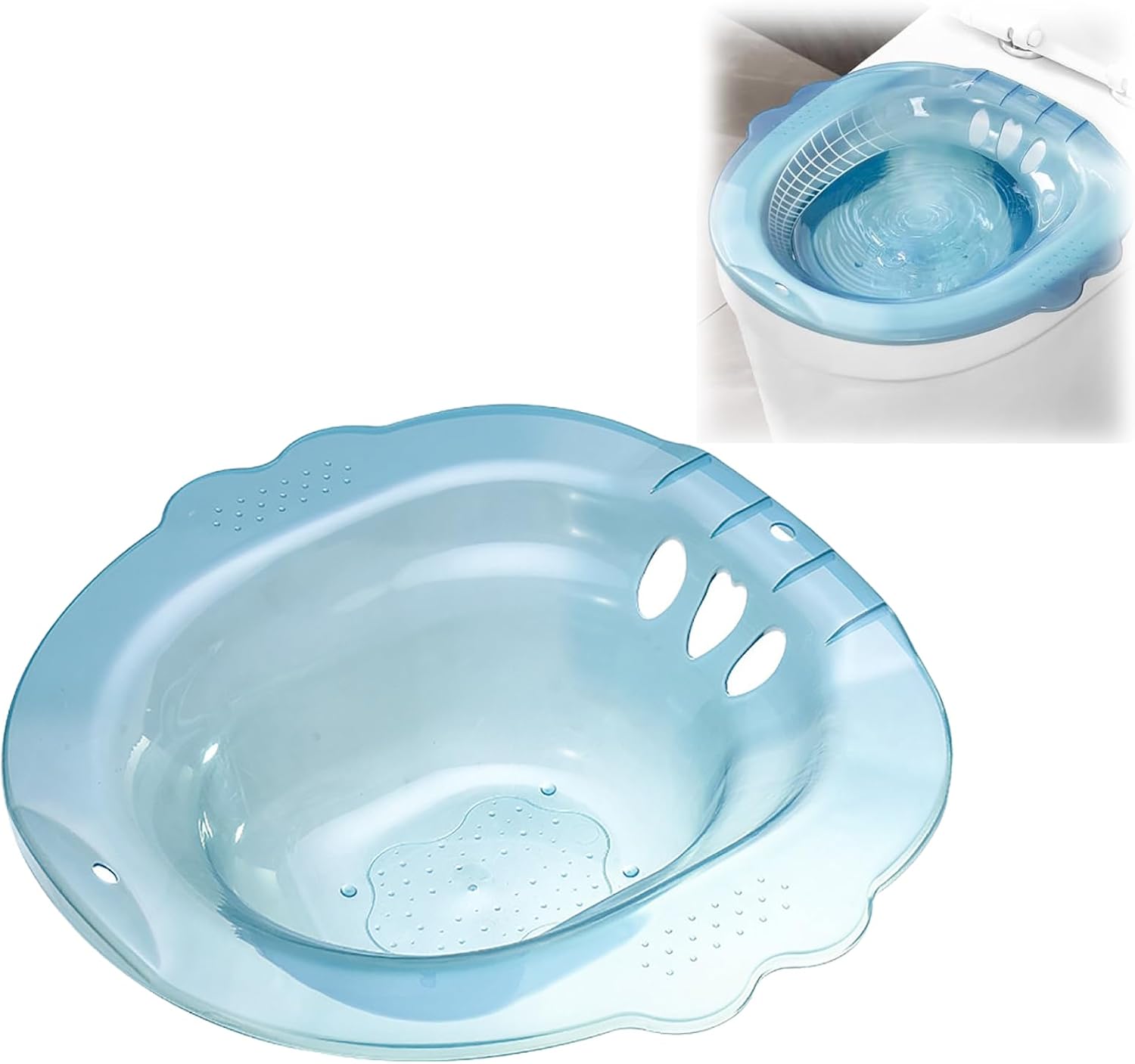 Sitz Bath for Toilet, Sitz Bath for Hemorrhoids and Postpartum Care Yoni Steam Seat, Bidet Toilet Tub,Hangable Anti Overflow Hip Bath Steam Seat for Elderly (Blue)