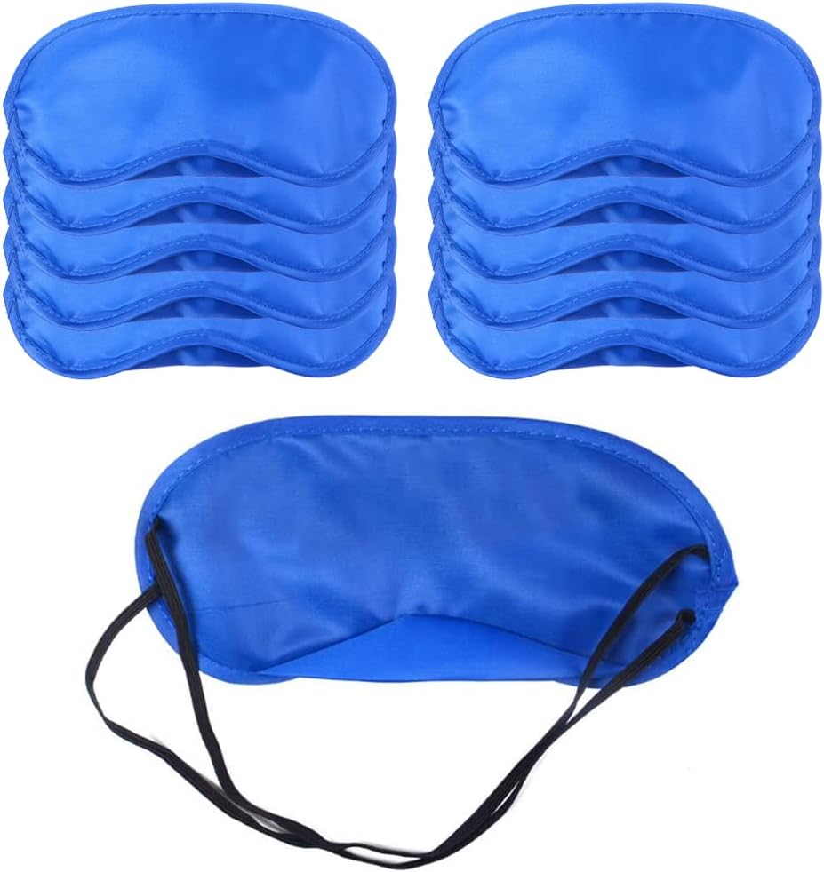 AKOAK 10 Pieces Game Party Sleep Travel Eye Mask, Lightweight Shading Eye Protection Rest Eye Mask, with Nose Pad and Adjustable Strap, Unisex (Dark Blue)