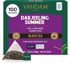 VAHDAM, Darjeeling Black Tea Bags (100 Count) High Caffeine, Non GMO, Gluten Free | Smooth & Sweet Tea With Distinguished Fruity Notes | Full Bodied