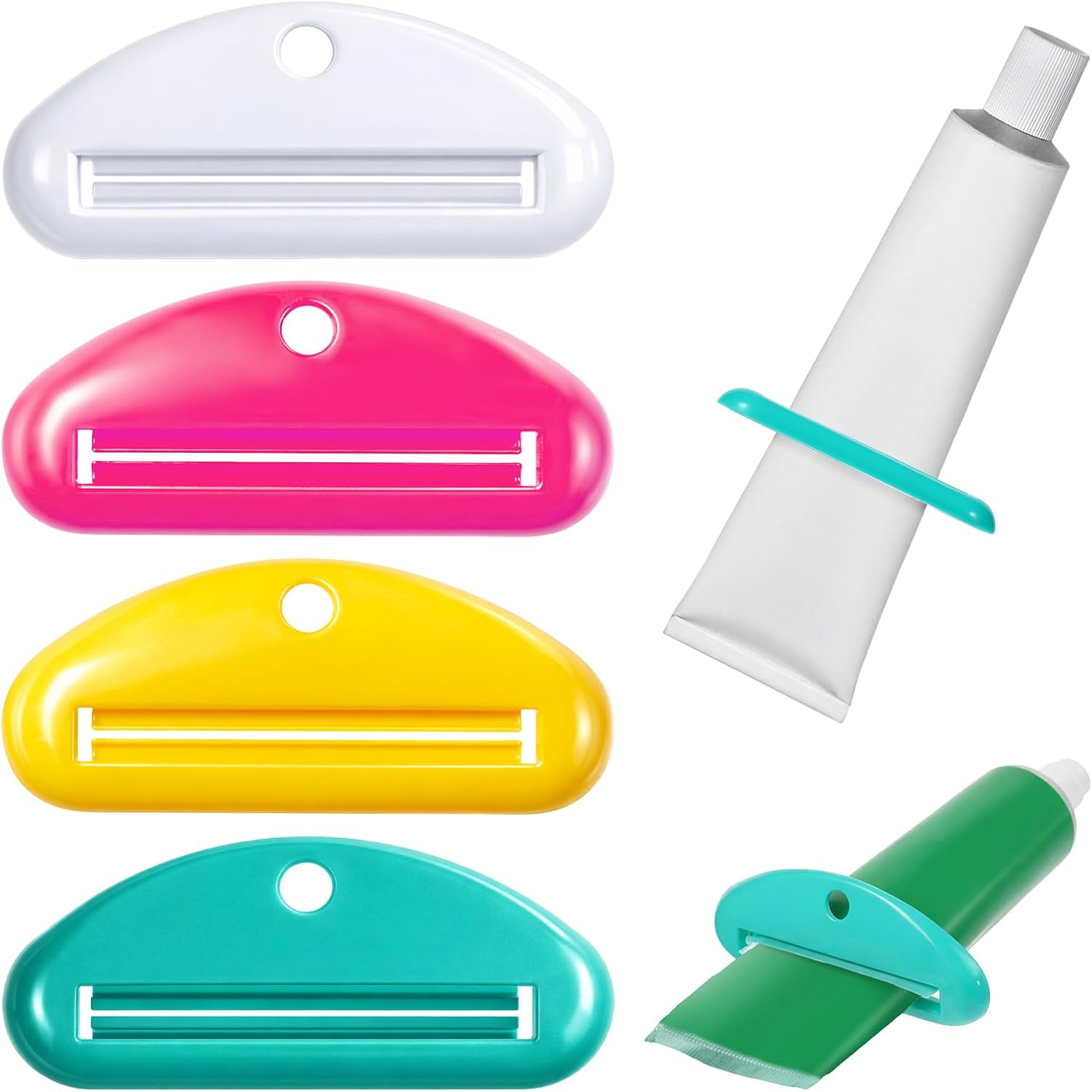 JJUNW 12Pcs Toothpaste Squeezers Bulk, 4 Colors Toothpaste Clips Tube Squeezer Dispenser, Toothpaste Rollers Clips for Hair Gel,Hand Cream, Paint Tubes, Cosmetics, Bathroom