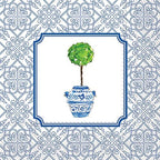 Boston International Cocktail Beverage Paper Napkins, 5 x 5, Blue Topiary, 20 Count (Pack of 1)
