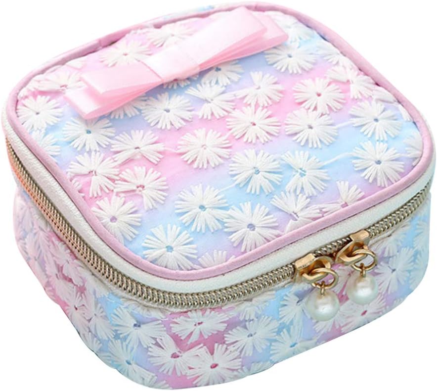 Exceart Sanitary Napkins Bag Sanitary Pouch Organizer Holder Embroidery Storage Bag for Outdoor Travel (Gradient Pink)