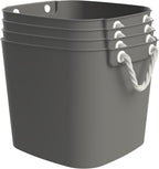Life Story 4 Pack Flexi Tub, Versatile 42 Quart Storage Tote, Flexible Plastic Home Organizer Lightweight Basket with Carrying Handles, Gray