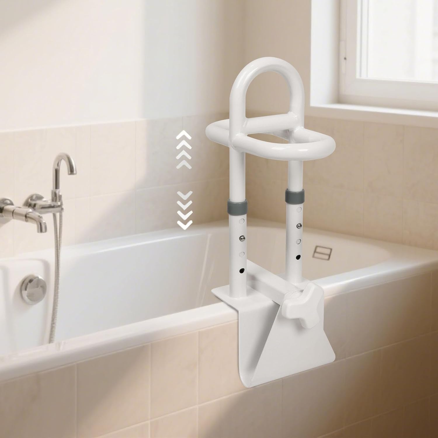 YEEGO DIRECT Bathtub Safety Rail, Height Adjustable Shower Bathtub Grab Bars for Seniors, Innovative Triple Grip Bathtub Handles for Seniors, Waterproof Frame, 300 LBS Weight