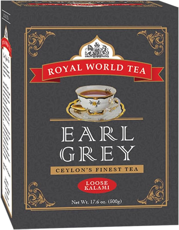 Royal World Loose Leaf Earl Grey Tea – Premium Blend of Bergamot & Ceylon Black Tea – Ideal for London Fog & Iced Drinks – Perfect for Recipes – Sourced from Sri Lanka – Minimal Packaging, 17.6oz
