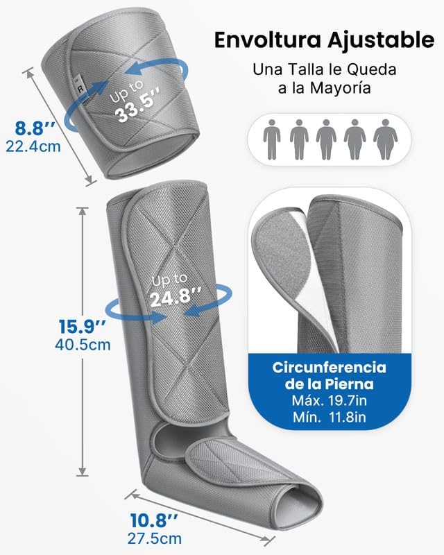 RENPHO Leg Massager, Air Compression Leg Massager Calf Massager for Circulation and Pain Relief, Mothers Fathers Day Gift, Grey