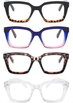 MMOWW Reading Glasses Women Oversized Reading Glasses Retro Oprah Style Blue Light Blocking Square Reader 4 Pack +2.0