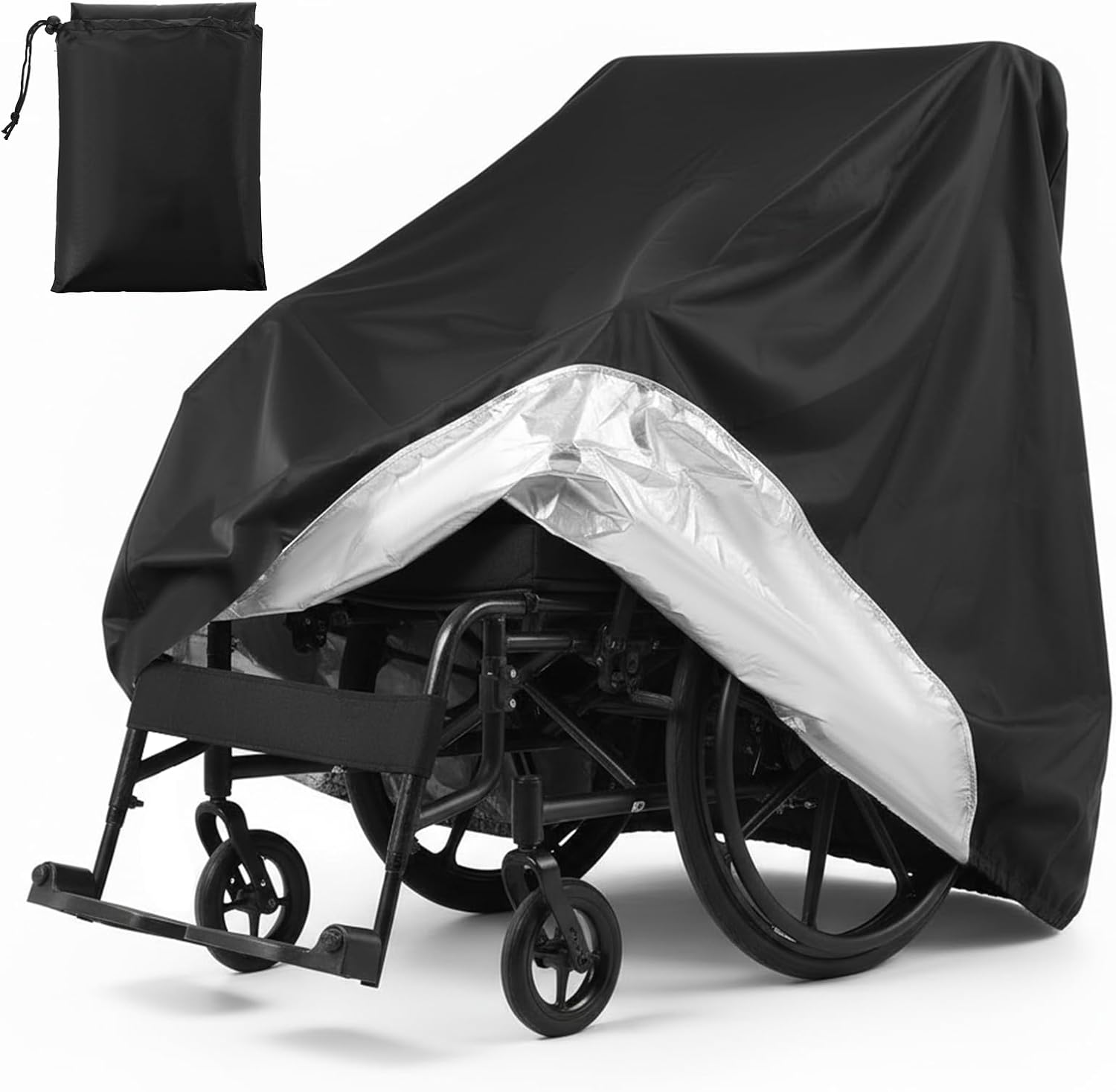 Wheelchair Cover, 210D Oxford Waterproof Electric Wheelchairs Covers, Heavy Duty Wheelchair Cover with Storage Bag, 39.4x29.5x39.4 Inch, Prevent Rain Wind Dust Dirt Snow Sun UV, Indoor Outdoor Use