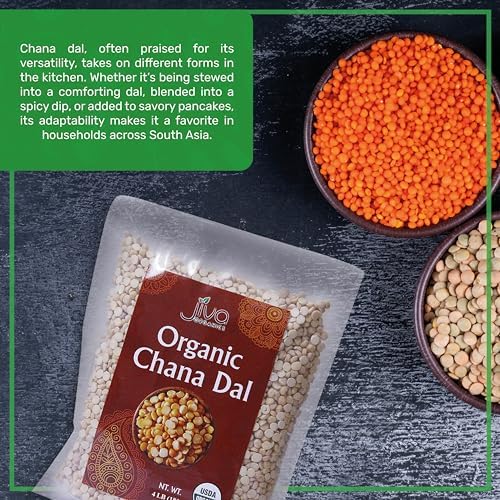 Jiva Organics Organic Chana Dal Indian 4 Pound Bag - Non-GMO Pesticide Free Premium Quality Yellow, 64 Oz