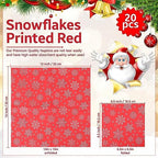 Christmas Party Disposable Paper Napkins 2 Ply Napkins Holiday 33cm x 33cm Cocktail Napkins Serviette for New Year Winter Dinner Party Supplies Decoration, Printed Snowflakes - Red, 60pcs