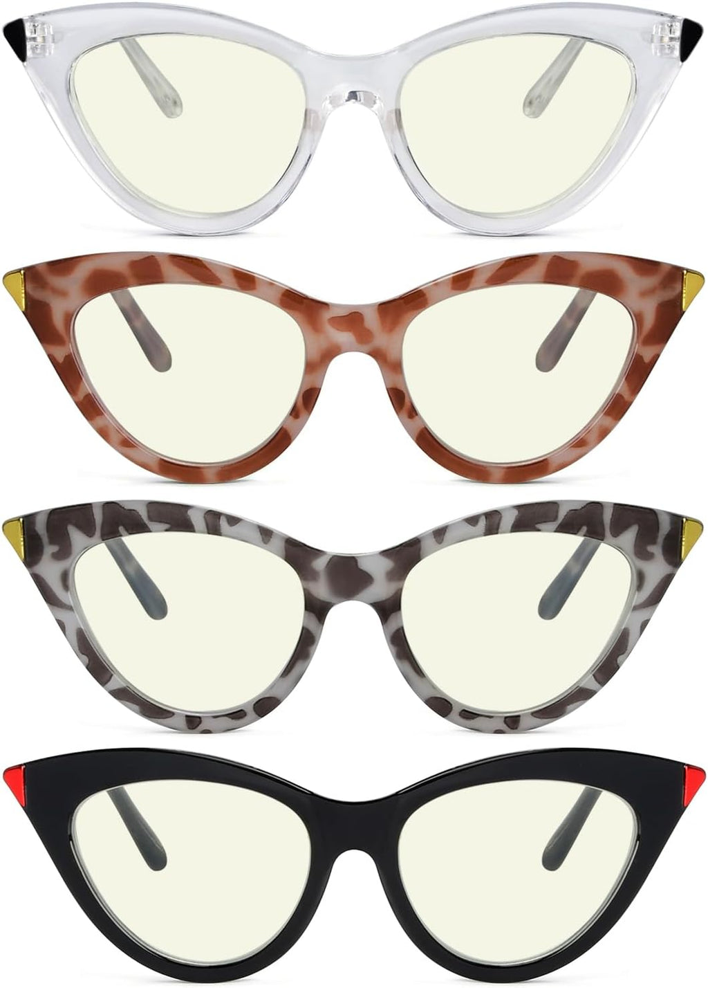 Eyekepper 4-pack Reading Glasses Blue Light Blocking Cat-eye Computer Glasses Readers Women 0.5