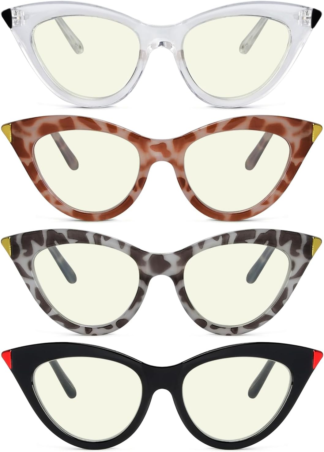 Eyekepper 4-pack Reading Glasses Blue Light Blocking Cat-eye Computer Glasses Readers Women 0.5