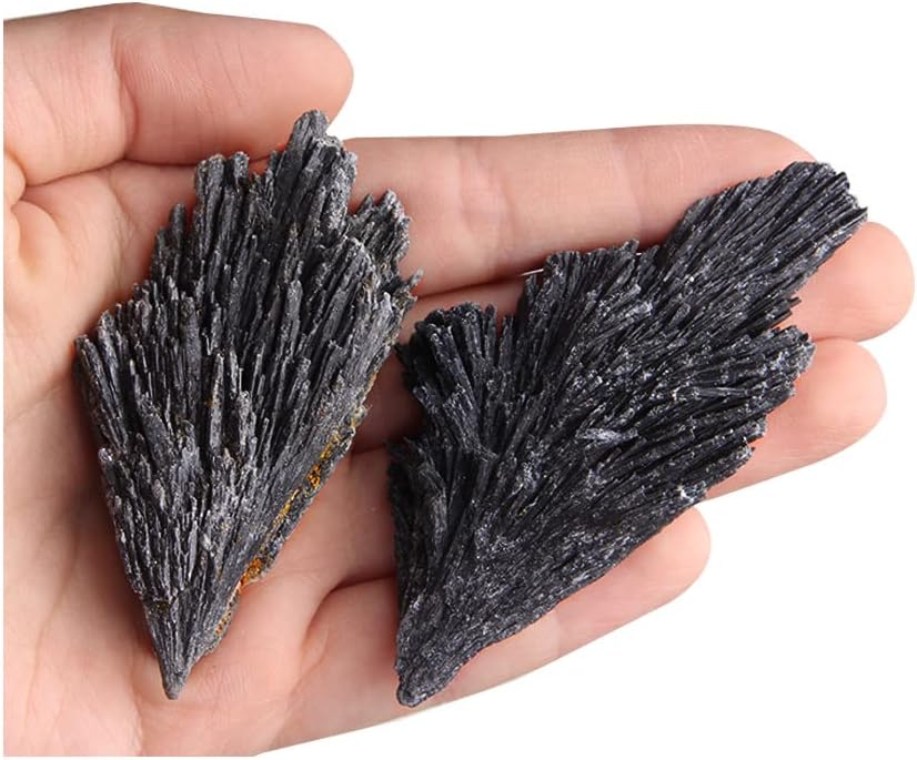 Acxico 2Pcs 20g Black Kyanite Crystal - Bulk Crystal Natural Kyanite Blades - Black Kyanite
