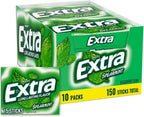Extra Gum Spearmint Sugarfree Gum Bulk, Individually Wrapped, Perfect for Long Lasting Fresh Breath at School, Work & Travel 15 Count, Pack of 10
