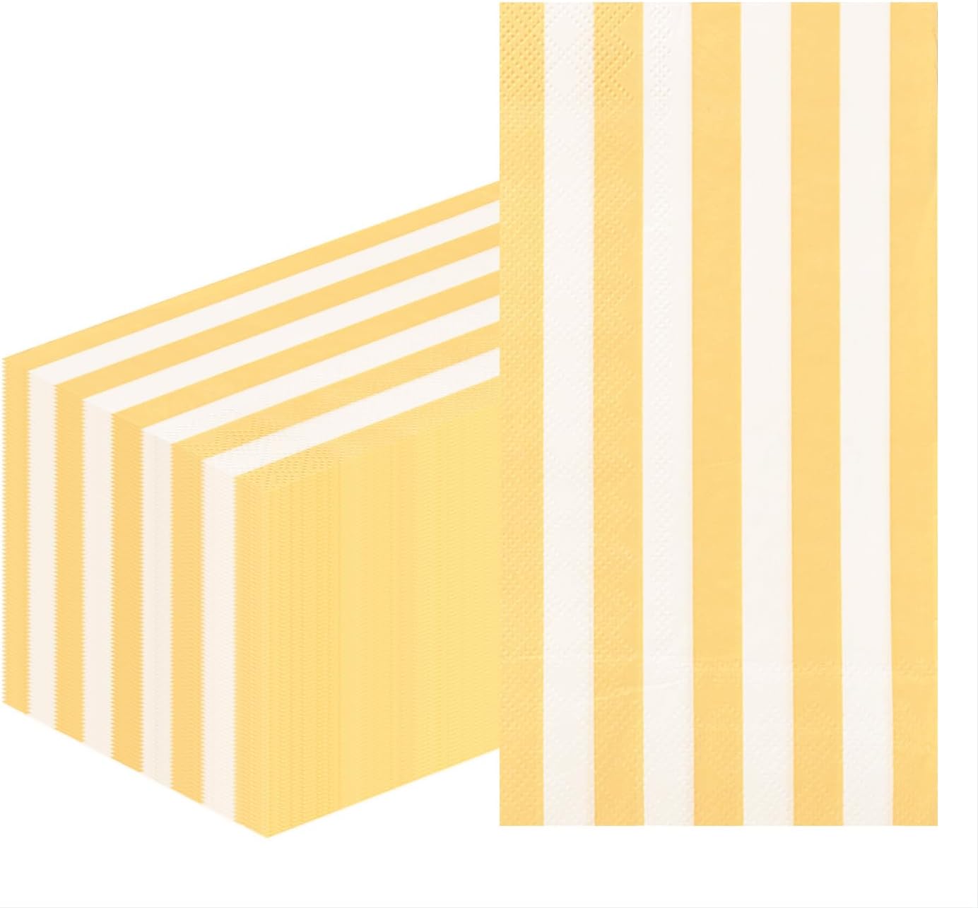 HEIPINIUYE 50 Pieces 3-ply Striped Paper Napkins Yellow and White Guest Towels Disposable Hand Towels for Bathroom Wedding Birthday Baby Shower Dinner Napkins Disposable