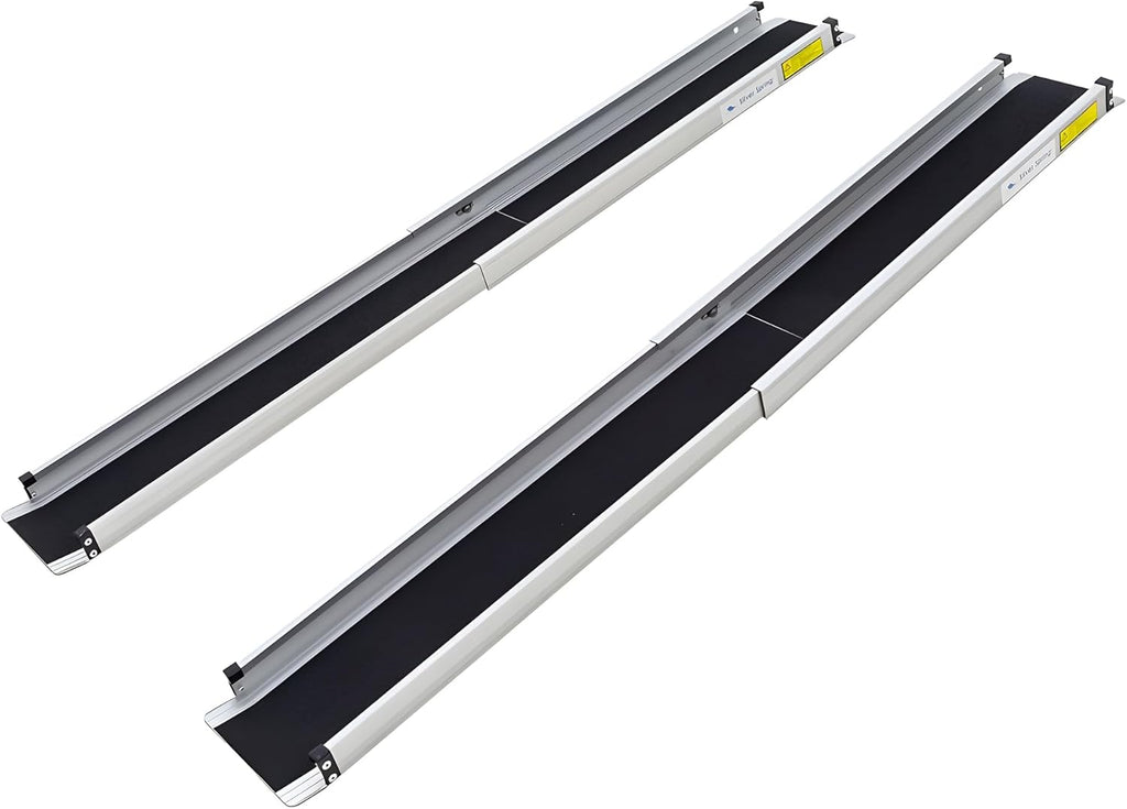 3' to 5' Portable Wheelchair Ramps, Telescoping, 600 lbs Cap, Silver Spring