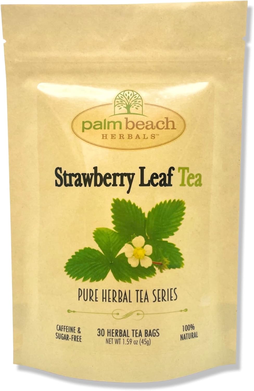 Palm Beach Medicinal Herbs - Strawberry Leaf Tea - Pure Herbal Tea Series, 30ct