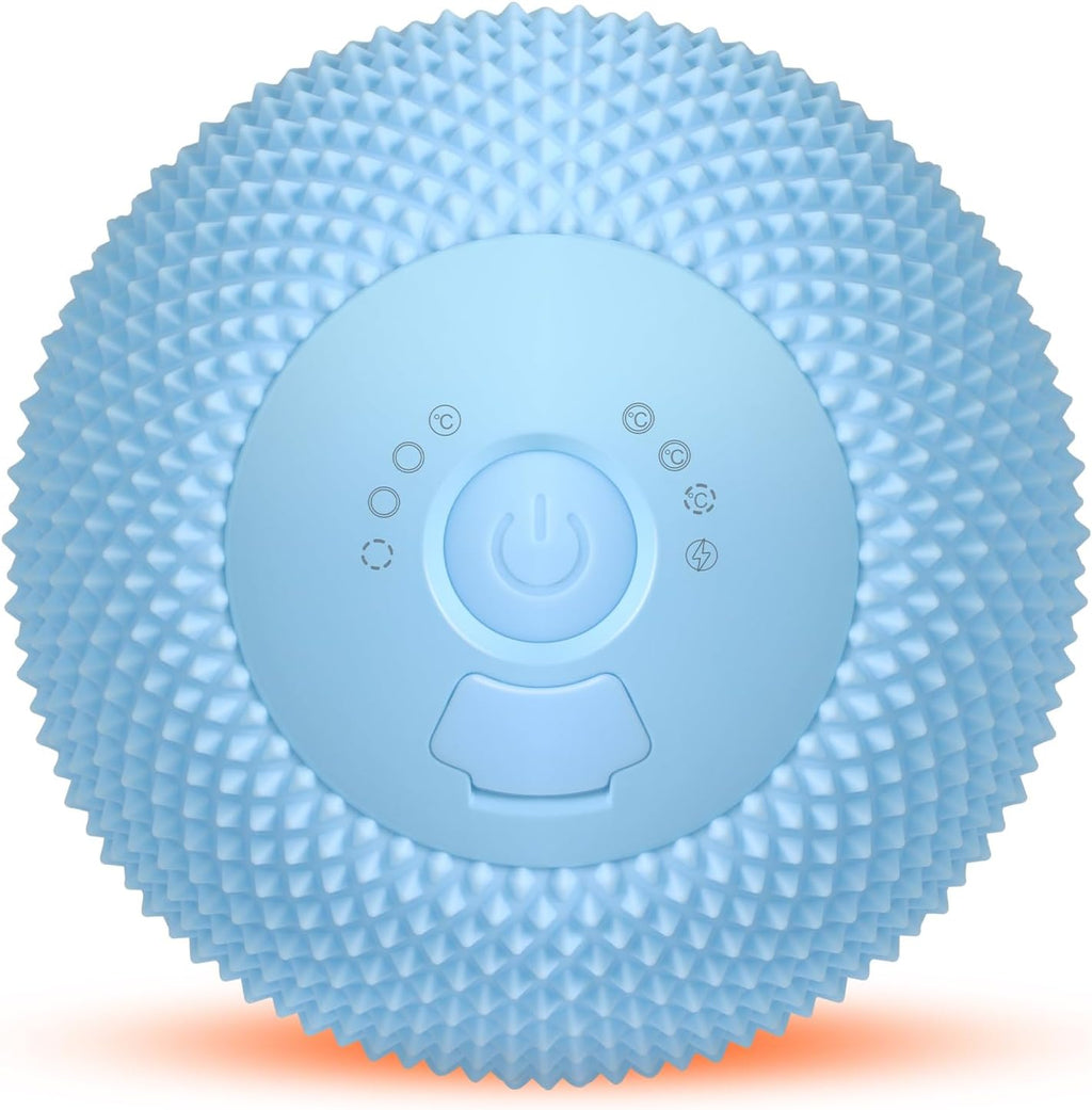 Vibrating Massage Ball with Heat, 7 Modes, Memory, Myofascial Release, Deep Tissue Muscle Recovery Ball for Trigger Point Massage - Mobility Ball Back & Hip Flexor Release Tool (Blue)
