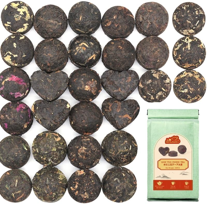 LWXLJMJZC－Ripe Puerh Tea Mini Cake 30pcs(10 Tastes*3pcs) |Yunnan Pu-erh Tea |Rice Balls (Cook&uncook) Pu'erh Tea | Mini Tuo Cha Black Tea
