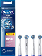 Oral-B Pro Sensitive Clean Electric Toothbrush Replacement Heads, X-Shaped & Extra Soft Bristles for Gentle Brushing & Plaque Removal, Pack of 4 Toothbrush Heads, White