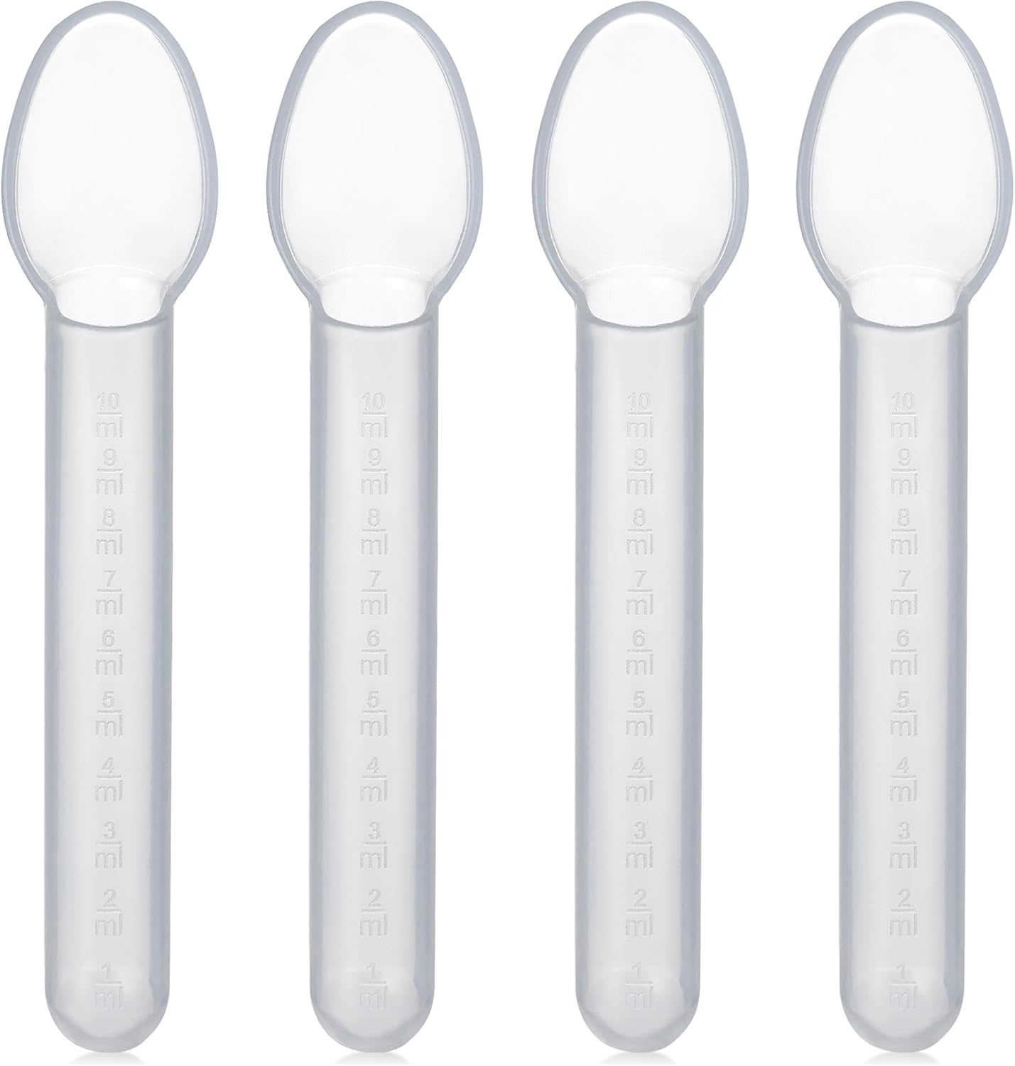 Calibrated Medicine Spoon for Kids, Baby & Toddler - (Pack of 4) - 2 Tsp/10 mL Capacity Plastic Oral Liquid Dose Medication Graduated Dispenser