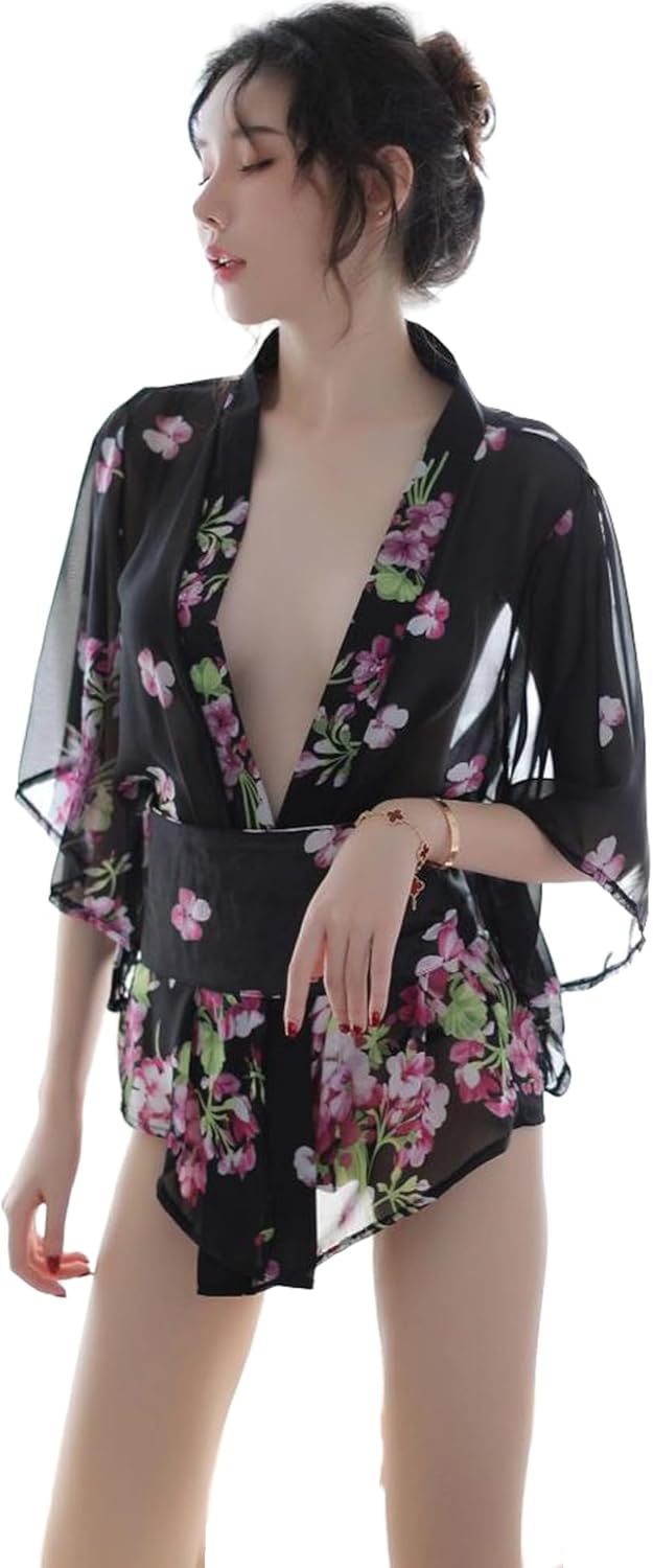 SINMIUANIME Women's Sexy Cosplay Japanese Kimono Traditional Style Yukata Printed Pajamas Costumes