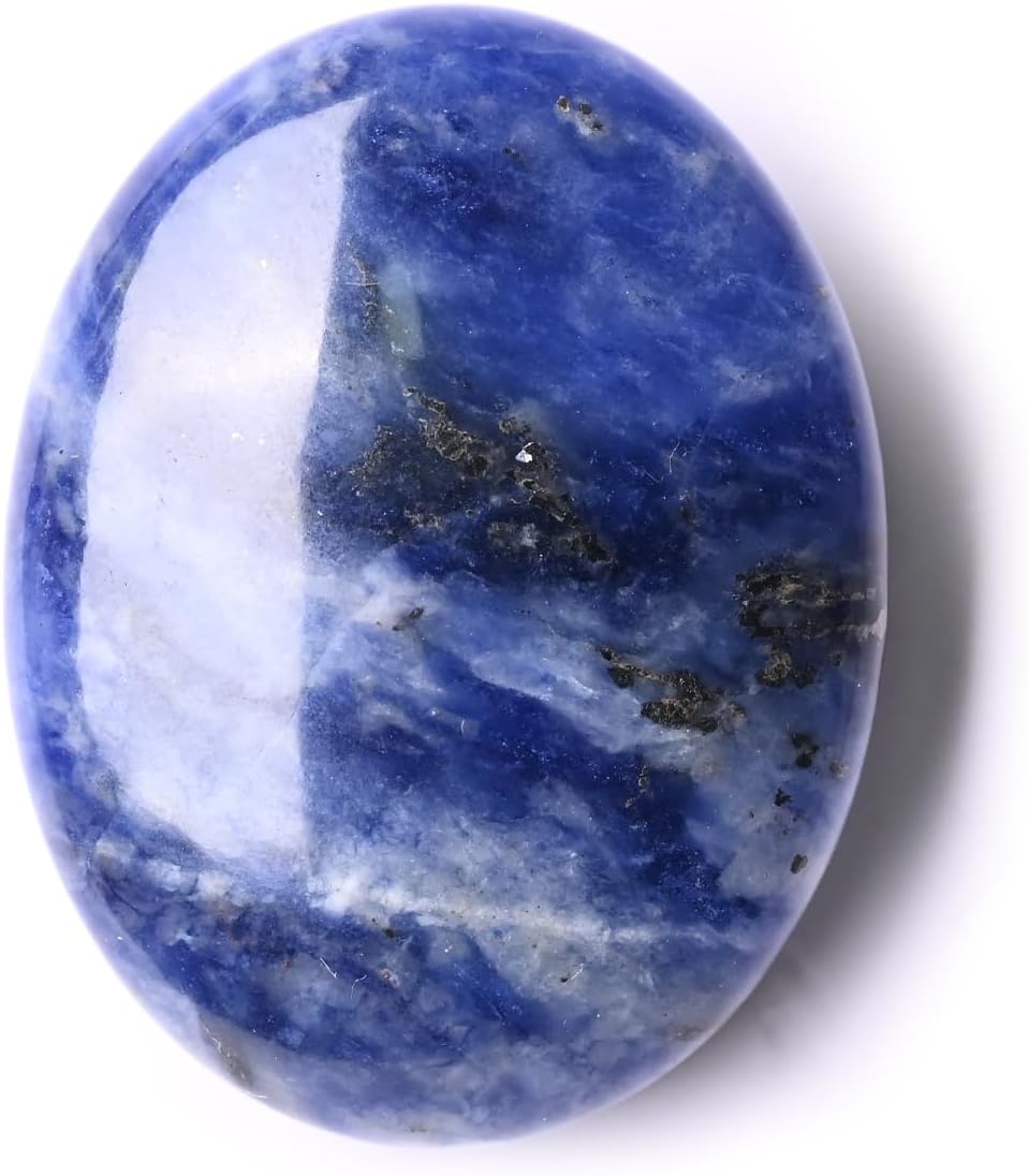 WHAL&YUNE Palm Stone Healing Crystals Worry Stone Natural Polished Stone for Meditation Energy Balancing Therapy Hot Massage Gifts -1.7 inches (Sodalite 1PC)